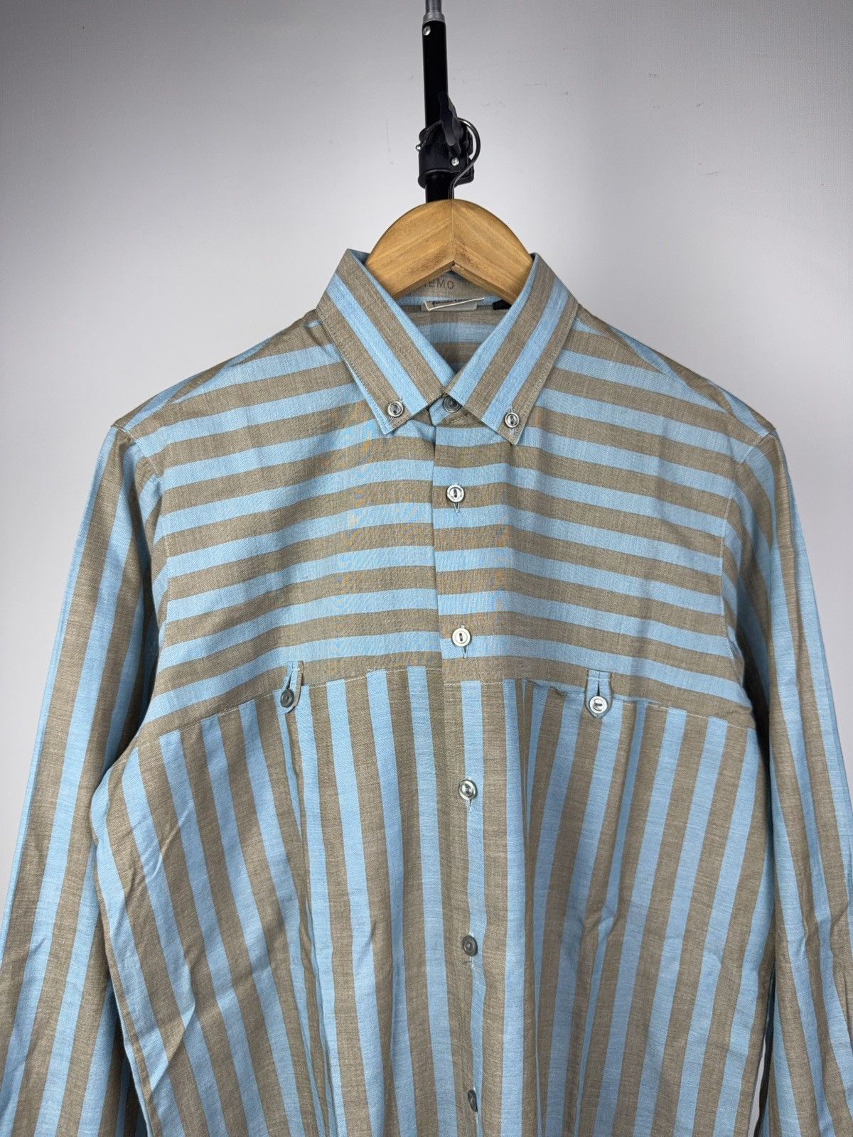 Japanese Brand Retro Luxury 90s Renato Cavalli Blue Beige Striped Shirt M Size US M / EU 48-50 / 2 - 2 Thumbnail