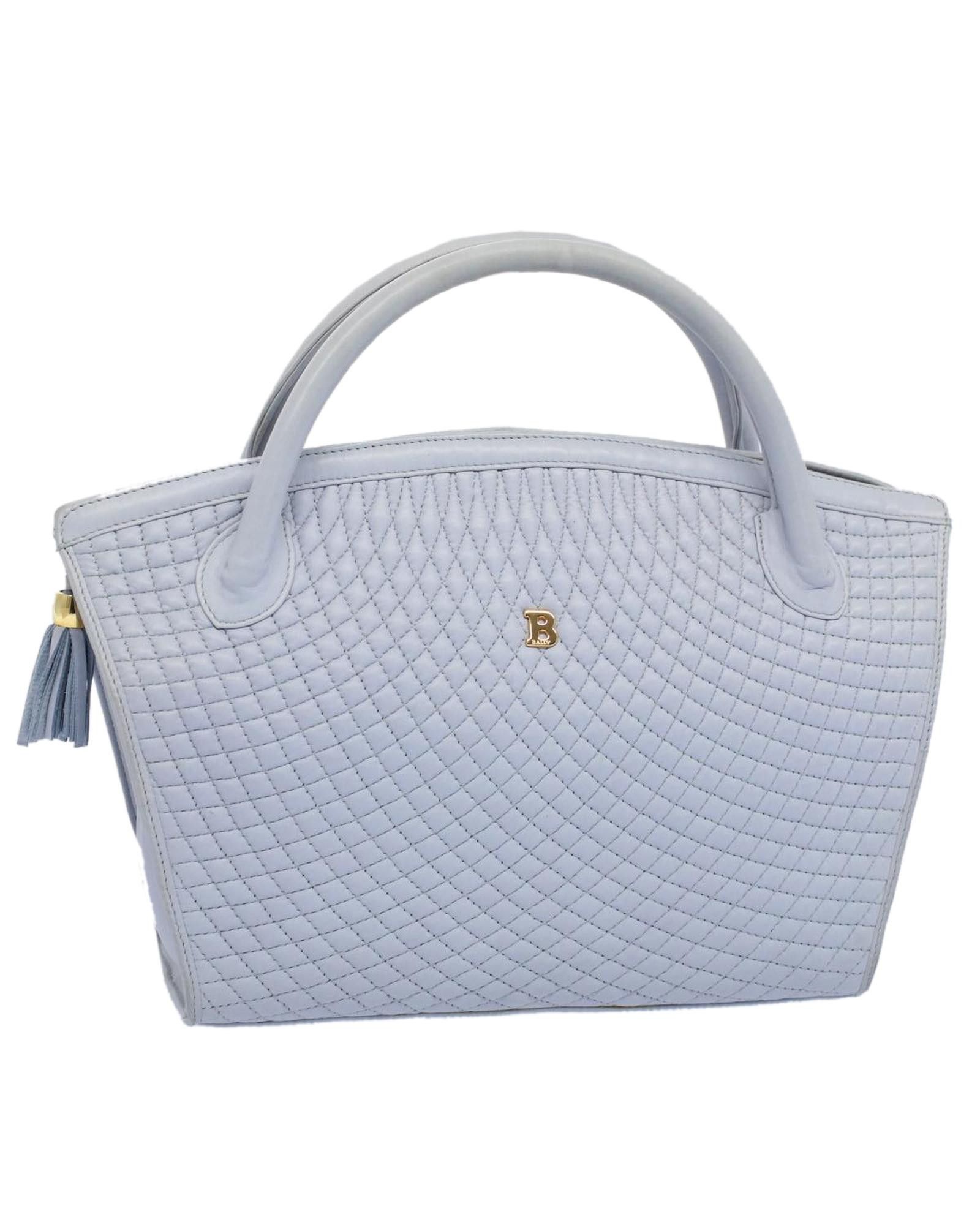 image of Bally Quilted Fringe Leather Hand Bag - Blue/purple, Women's