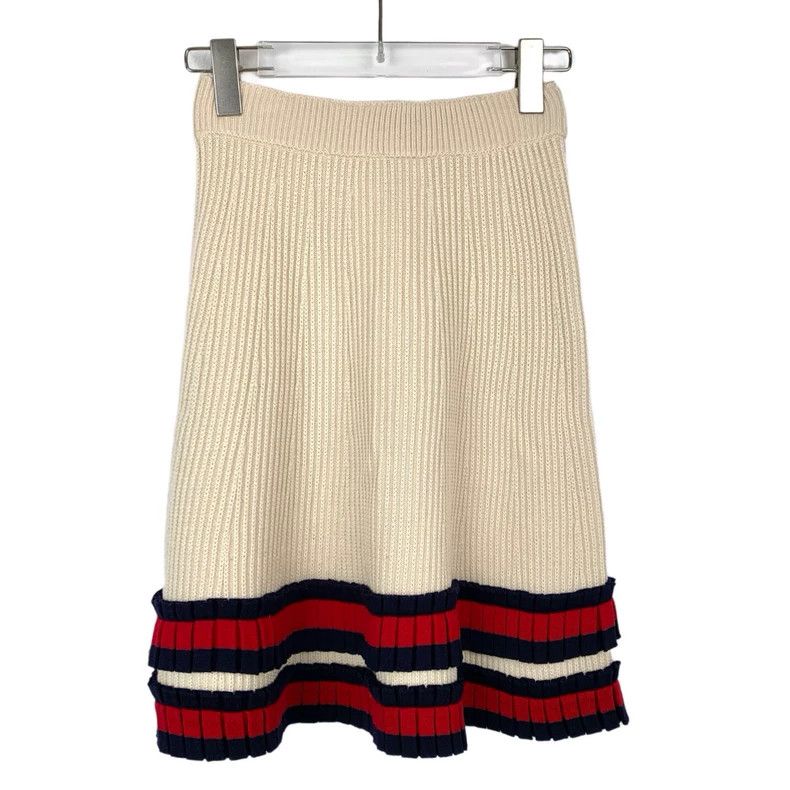 Gucci Gucci Size S Beige striped wool knitted skirt Size 25" / US 0 / IT 36 - 2 Thumbnail