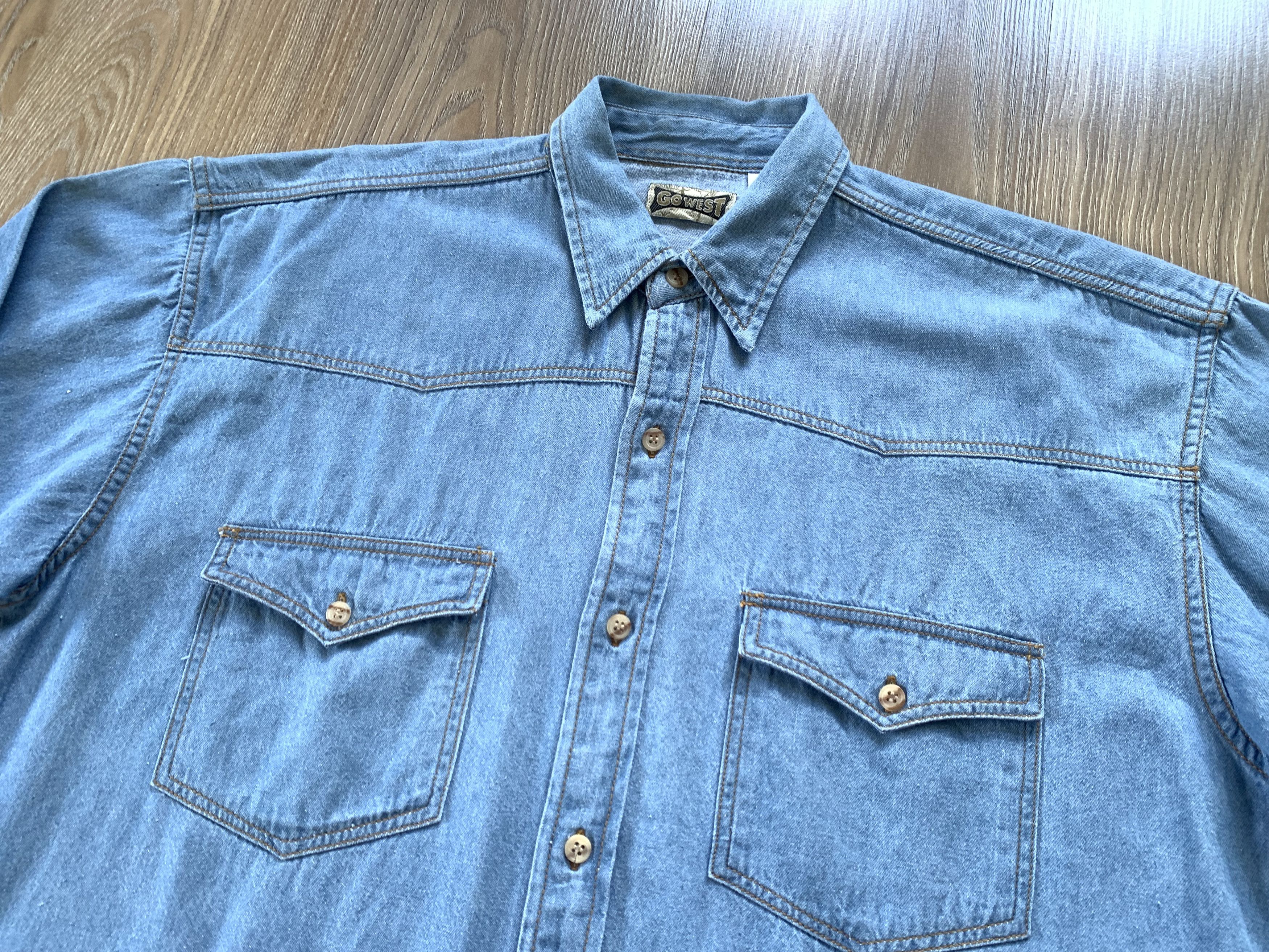 Other Vintage Go West Light Blue Western Denim Shirt Size US M / EU 48-50 / 2 - 4 Thumbnail