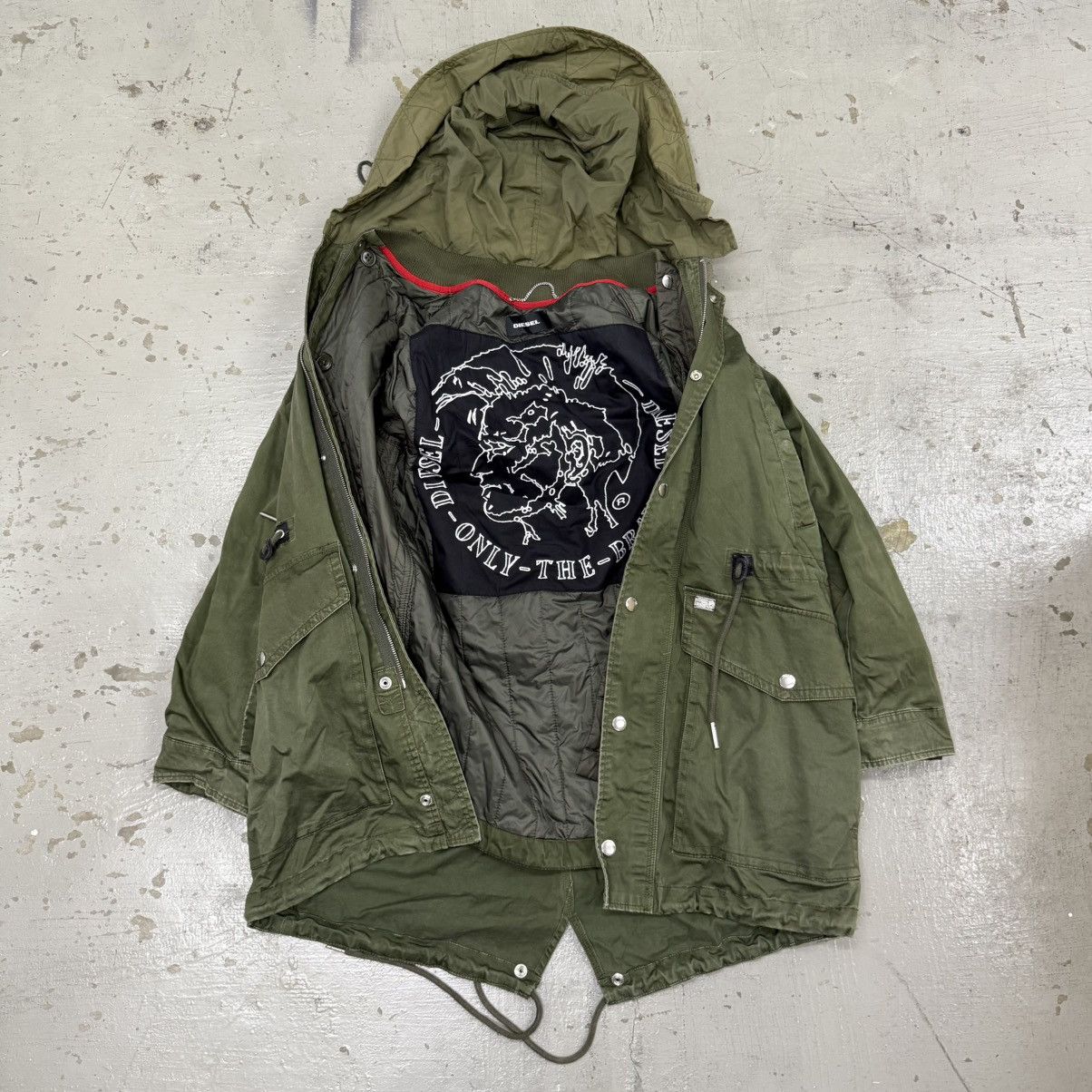 Diesel Vintage DIESEL Military Parka Jacket Khaki Rare USA Size S Size US S / EU 44-46 / 1 - 2 Thumbnail