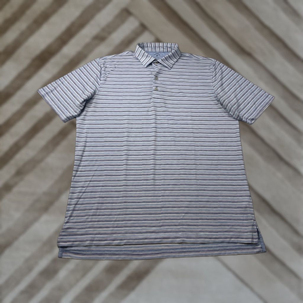 johnnie-O johnnie-O Polo Shirt Men Large Striped Performance Golf Top Shelf Malibu Malcolm Multicolor Regular Breathable Stretch Logo Polo Size US L / EU 52-54 / 3 - 1 Thumbnail