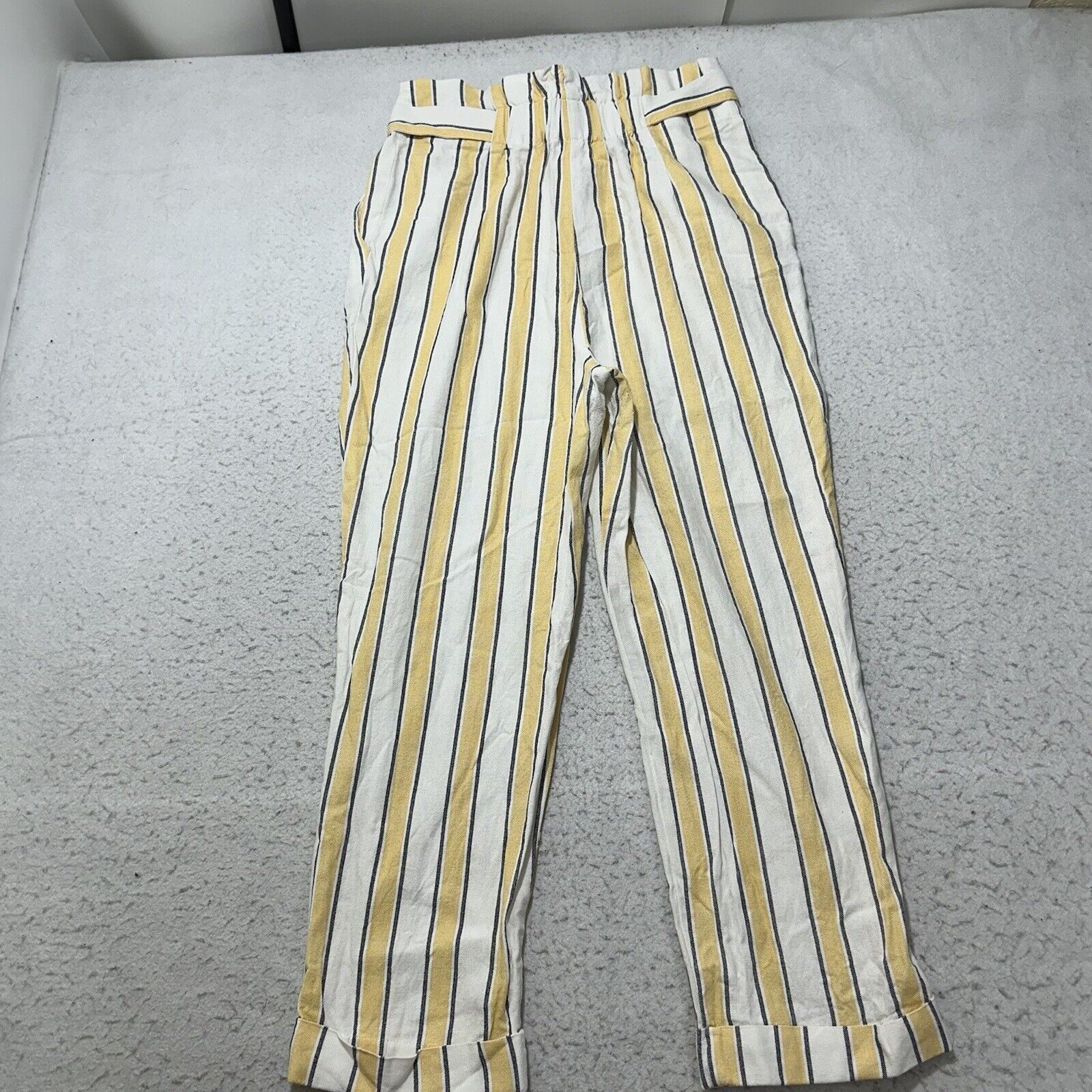 Topshop Top Shop 8 Summer Striped Yellow White High Waisted Pants Size 30" / US 8 / IT 44 - 6 Thumbnail