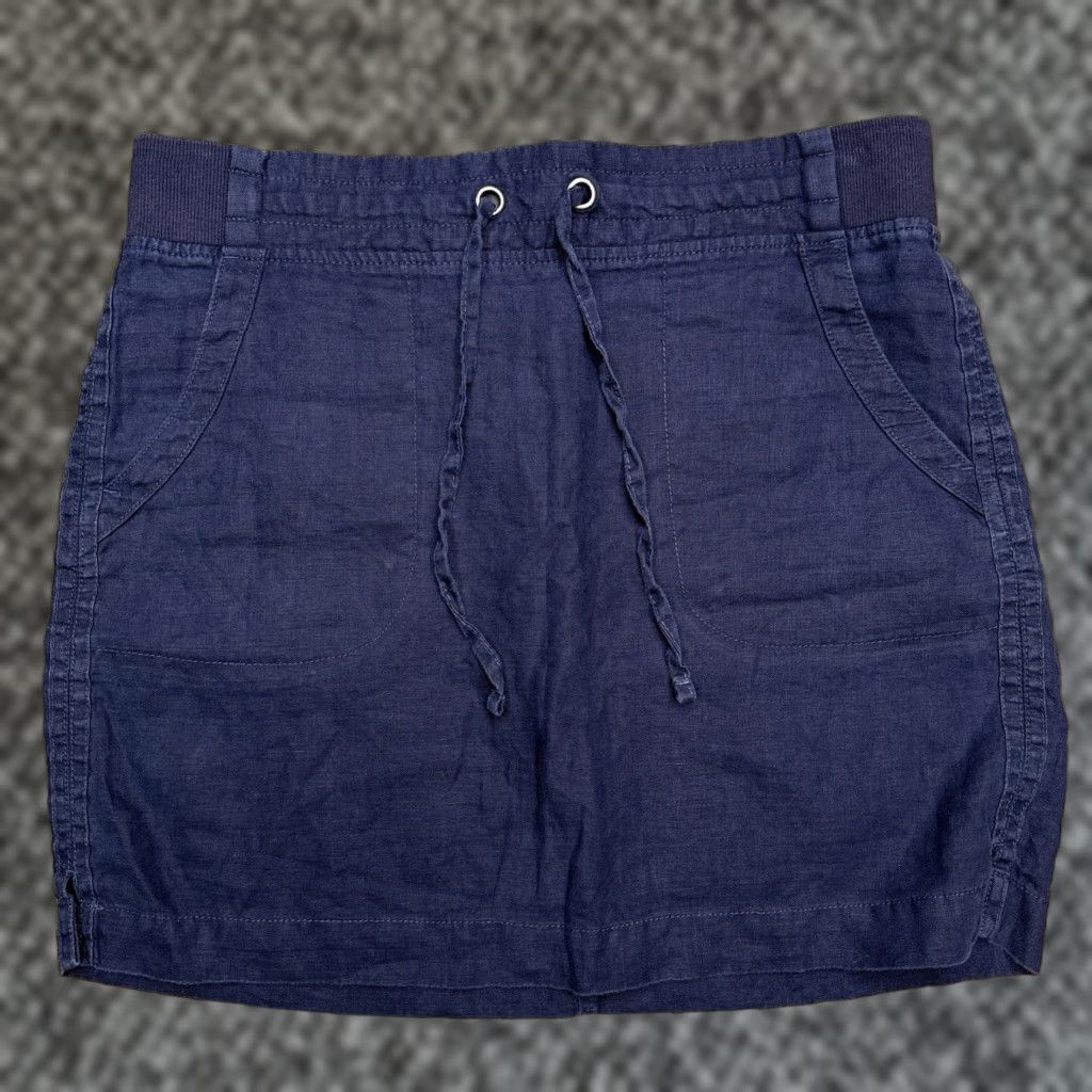 Athleta Athleta Skirt Womens 6 Mini Linen Blue Drawstring Size 28" / US 6 / IT 42 - 1 Thumbnail