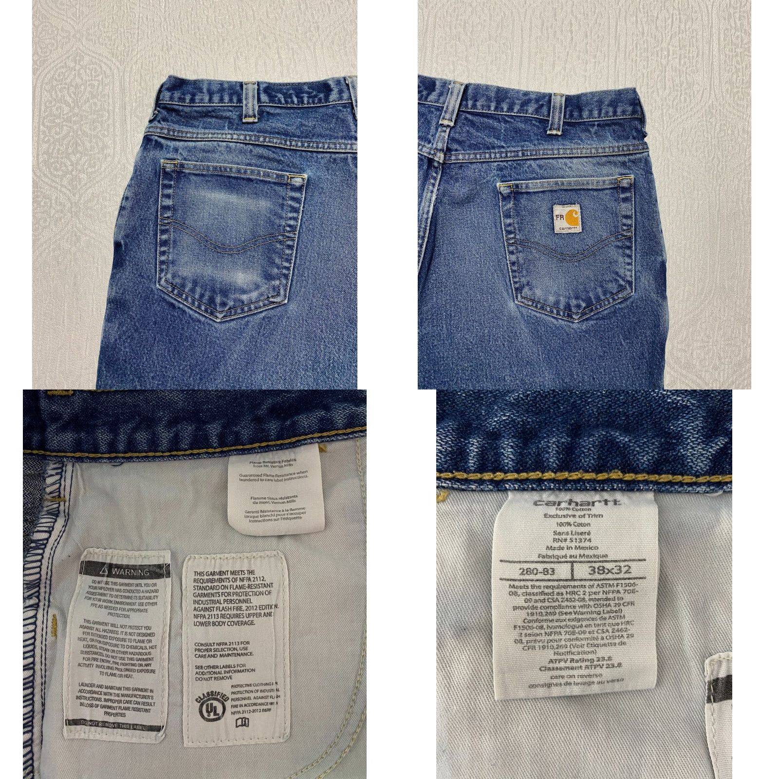 Carhartt VINTAGE Carhartt FR ARC2 NFPA2112 Men's Jeans 38x32 Blue Flame Resistant Size US 38 / EU 54 - 8 Thumbnail