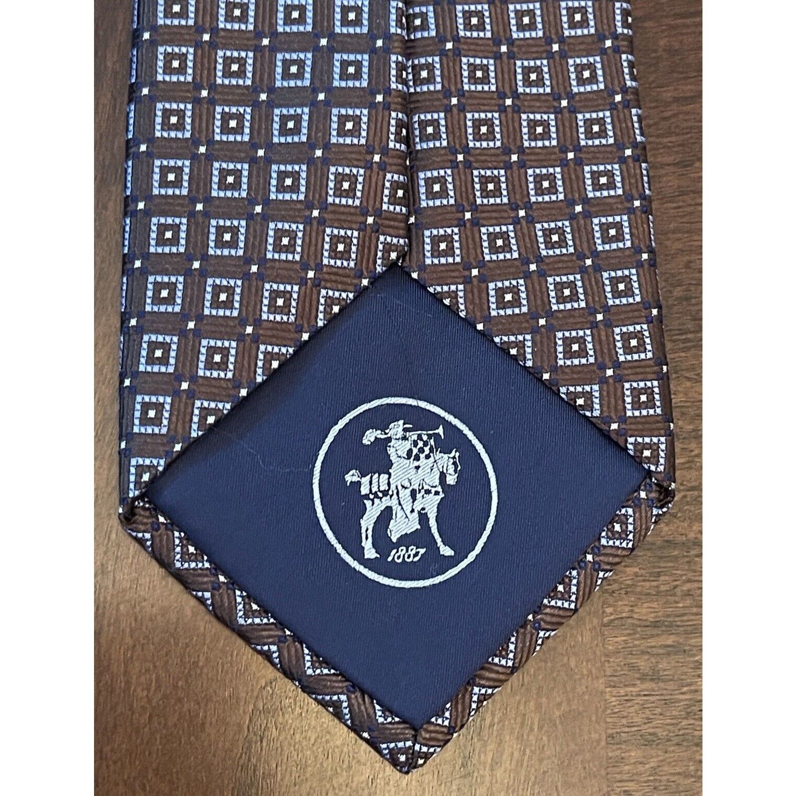 Other HSM Brown Blue 100% Imported Silk Men’s Neck Tie Made In Usa Size ONE SIZE - 2 Thumbnail