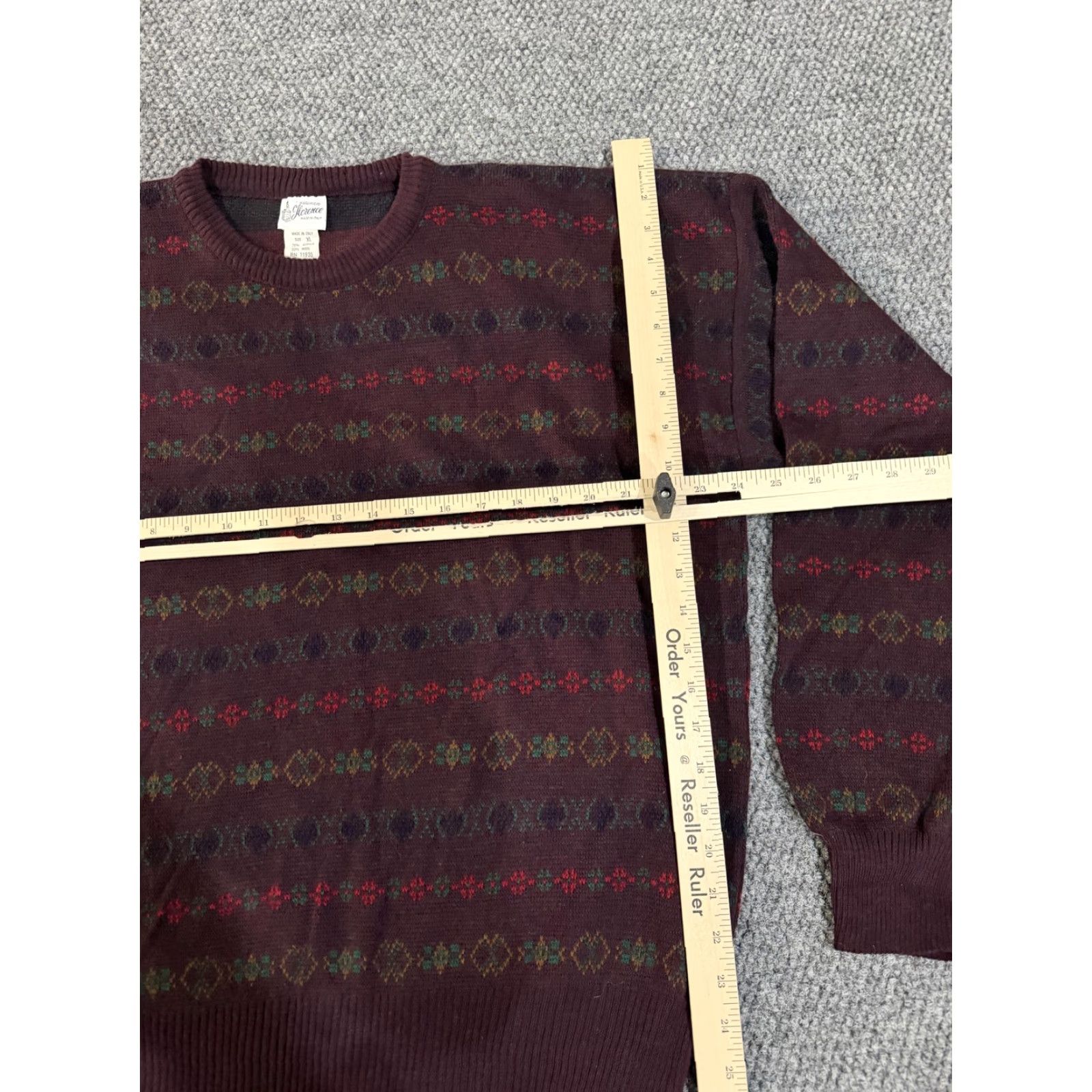 Vintage Maglificio Florence Sweater Mens XL Red Crewneck Fair Isle Knit Made Italy Size US XL / EU 56 / 4 - 6 Thumbnail