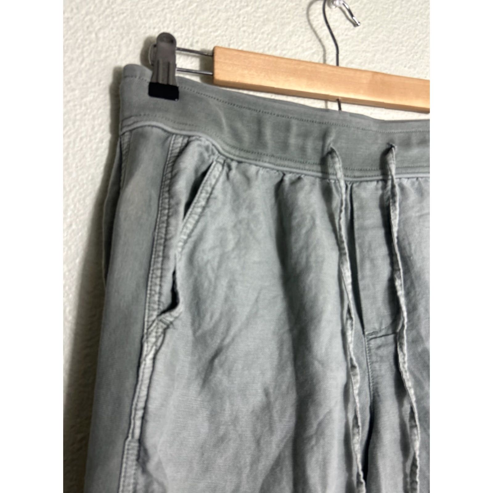 Gap VINTAGE Gap Womens Small Sage Green Linen Blend Ankle Joggers 28x26 Drawstring Size 28" / US 6 / IT 42 - 4 Thumbnail