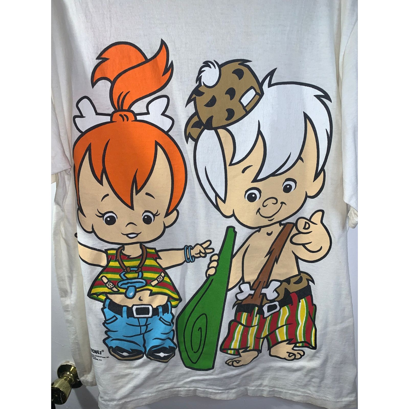 Other × Vintage Flintstones Bamm-Bamm Pebbles Tee Single Stitch AOP XL White Size US XL / EU 56 / 4 - 5 Thumbnail