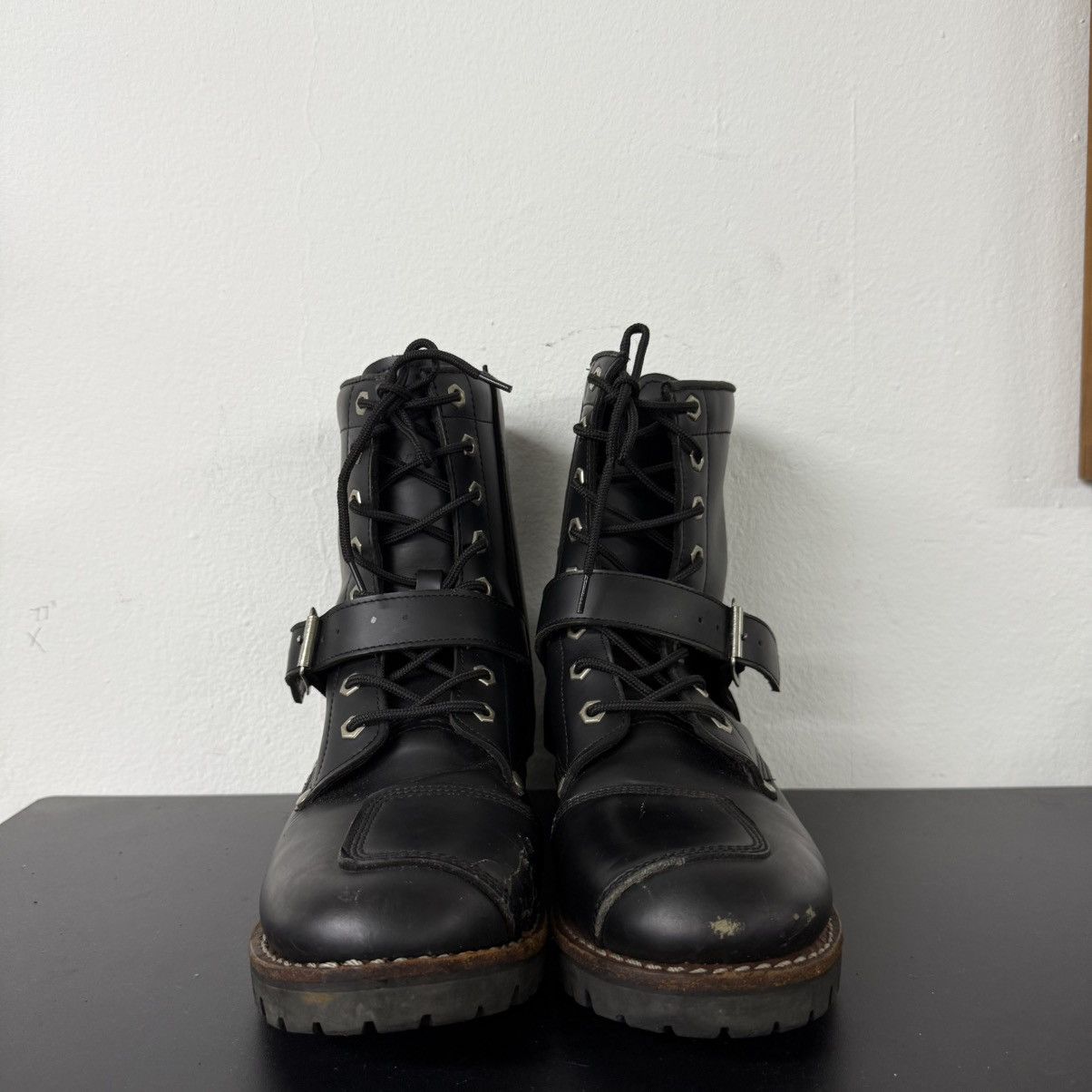 Dirk Bikkembergs Avirex Yamato Slang Belted Leather Combat Biker Boots Size US 7 / EU 40 - 2 Thumbnail