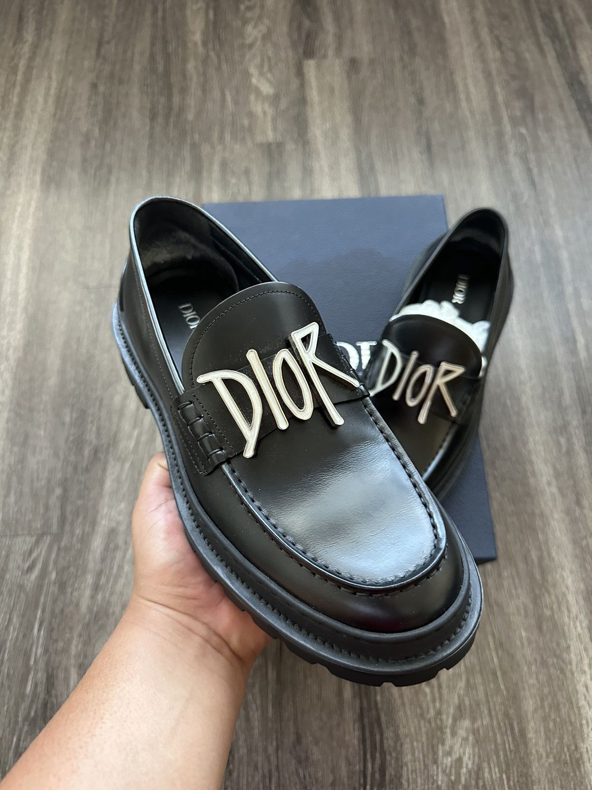 Dior x Shawn Stussy loafers black leather US 10 Kim Jones