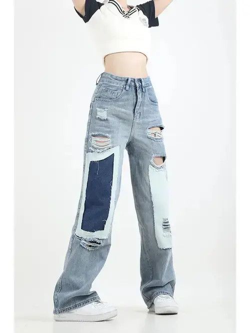 Japanese Brand × Vintage Streetwear Straight Blue Pants Size 36" / US 14 / IT 50 - 4 Thumbnail