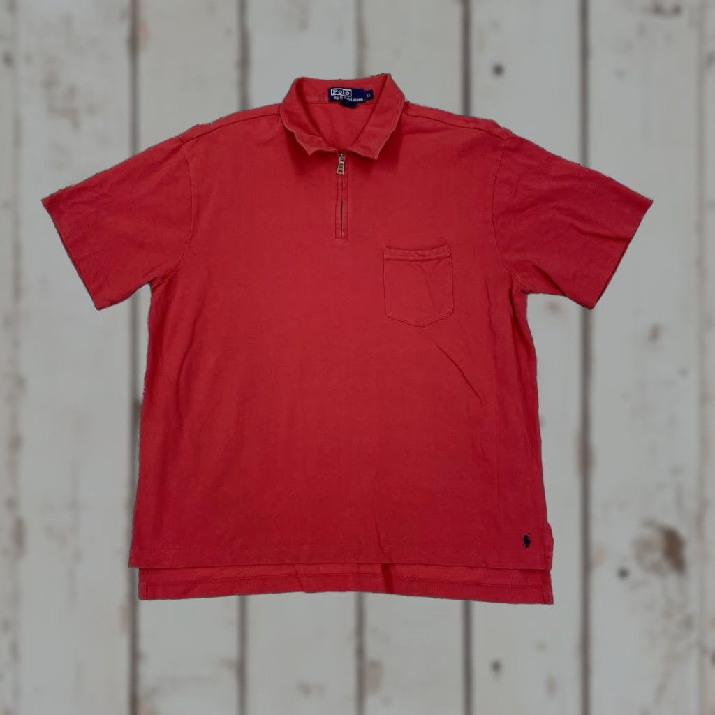 Polo Ralph Lauren VINTAGE Polo Ralph Lauren Red Quarter Zip Short Sleeve Polo Shirt XL Mens Size US XL / EU 56 / 4 - 1 Thumbnail