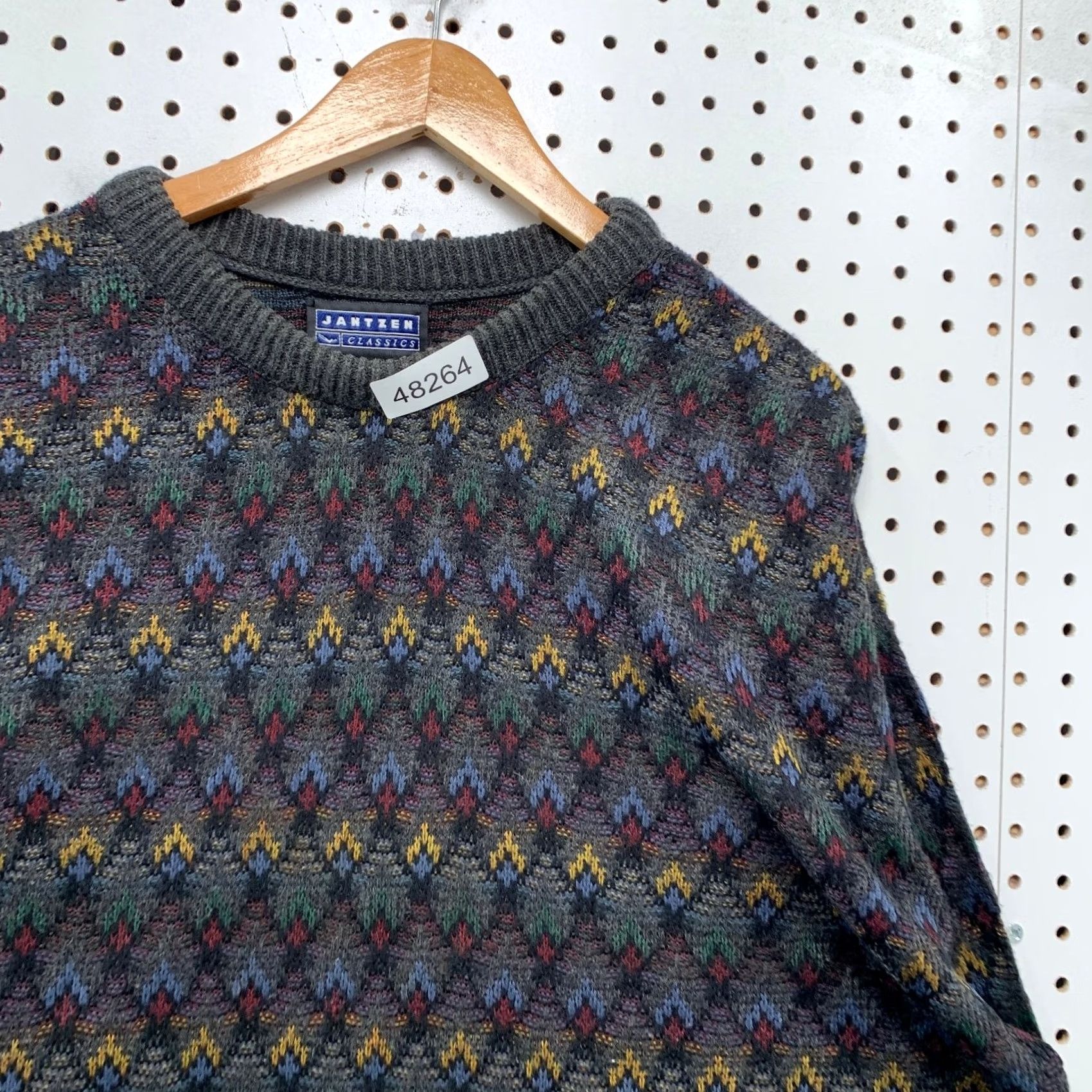 Jantzen Vintage Jantzen 3D Knit Sweater Mens XL Gray Geometric Acrylic Grandpa Made USA Size US XL / EU 56 / 4 - 6 Thumbnail