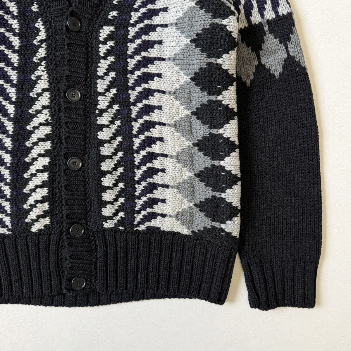 Dries Van Noten ‘Abstract Patterned’ Black Wool Cardigan Size US M / EU 48-50 / 2 - 12 Thumbnail