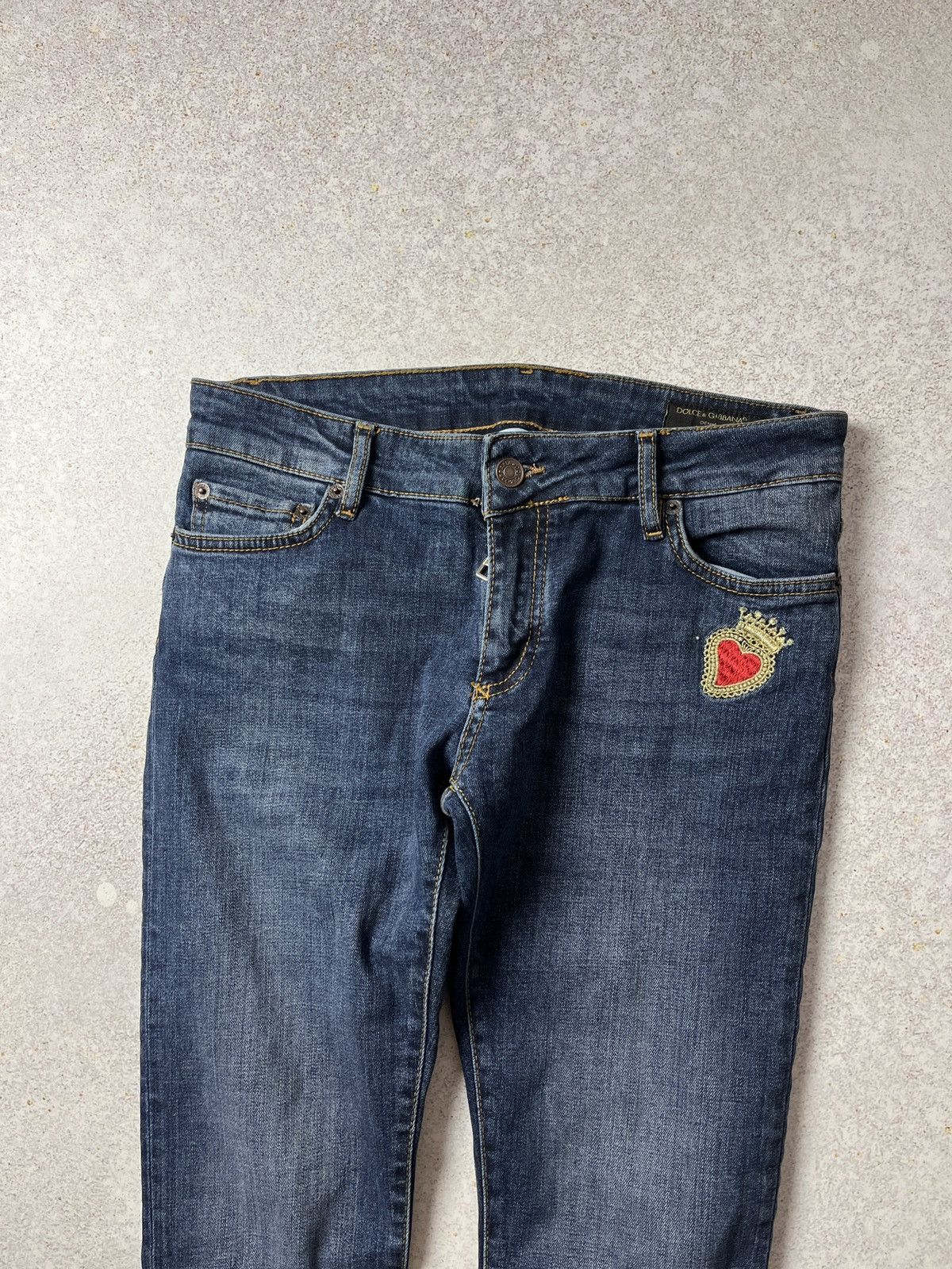 Dolce & Gabbana Dolce & Gabbana Denim Gold Jeans Heart Metal Logo Blue DG Size 36" / US 14 / IT 50 - 3 Thumbnail
