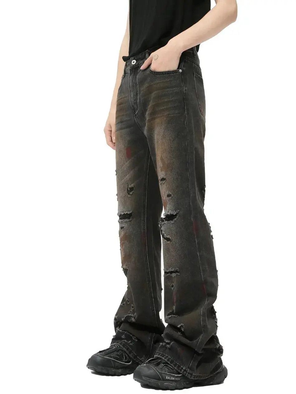 Japanese Brand Retro loose casual ripped slightly flared jeans Size US 32 / EU 48 - 2 Thumbnail