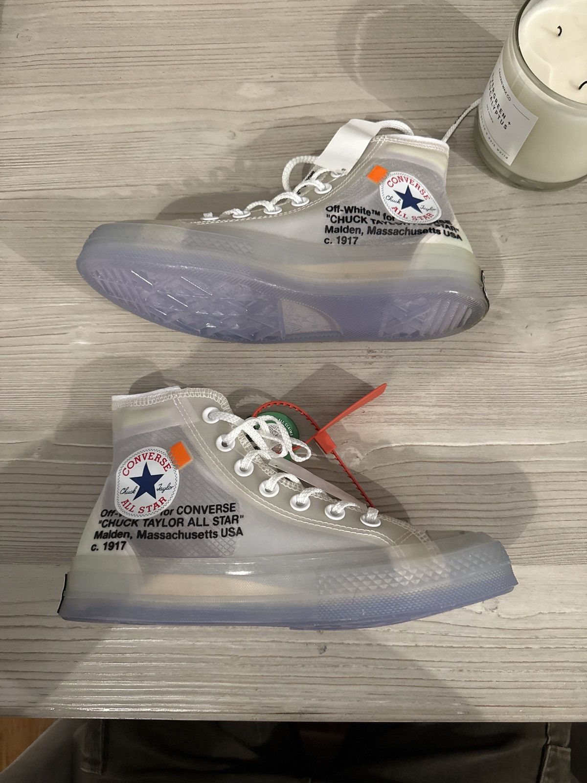 Converse × Off-White Converse Chuck Taylor All-Star Vulcanized Hi Off-White Size US 6.5 / IT 36.5 - 2 Thumbnail