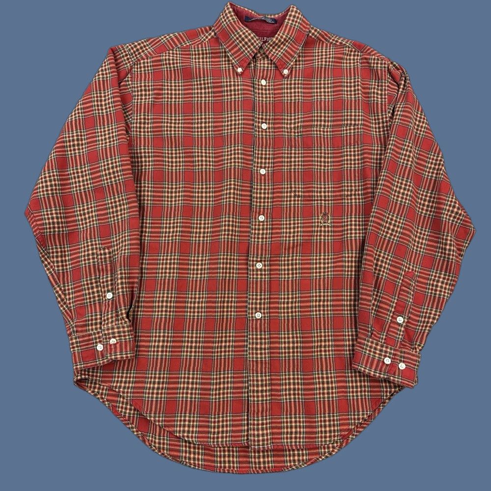 Tommy Hilfiger VINTAGE Tommy Hilfiger Shirt Mens L Plaid Heavyweight Flannel Crest Logo Size US L / EU 52-54 / 3 - 1 Thumbnail