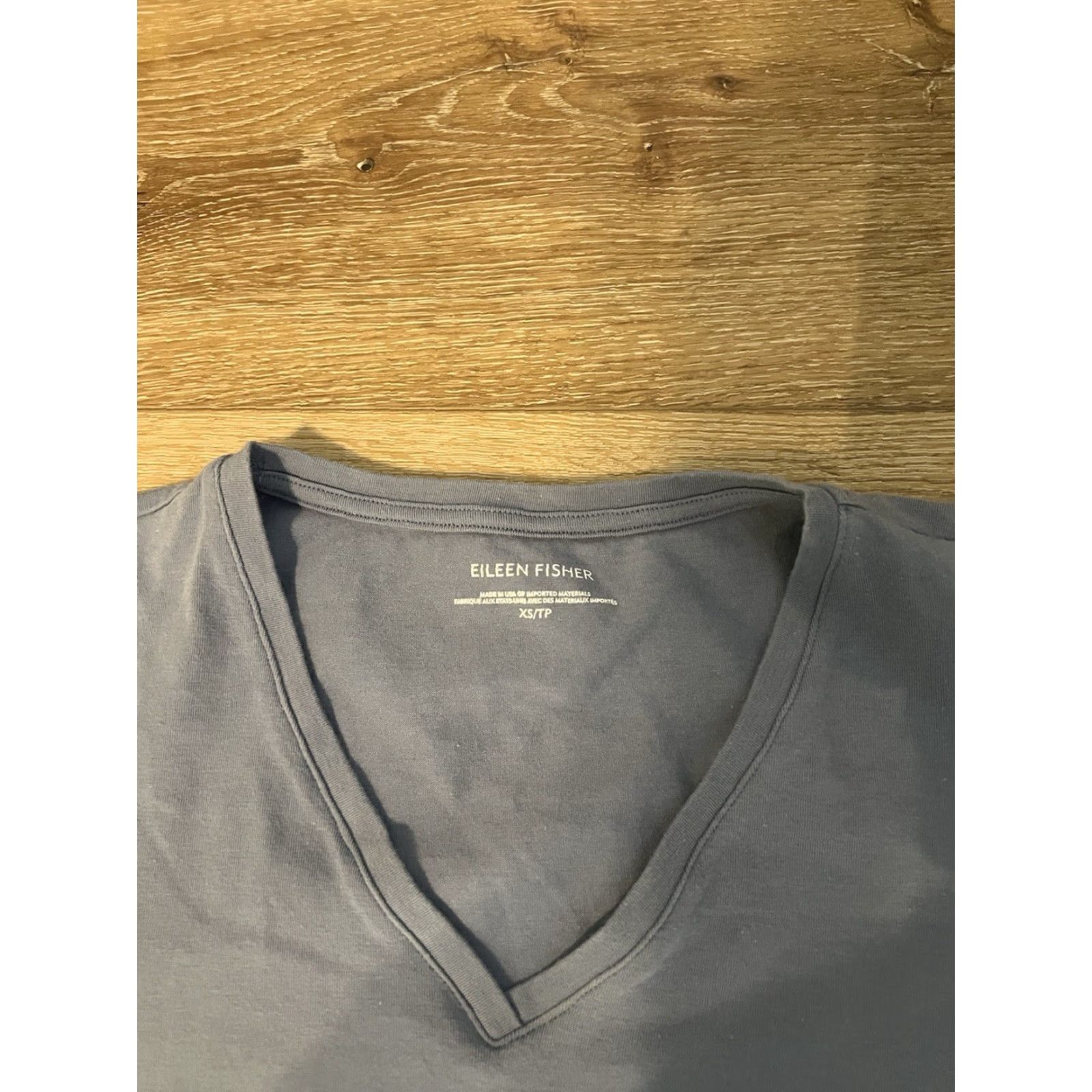 Eileen Fisher Eileen Fisher Womens T-Shirt V-Neck Short Sleeve Blue XS Pockets Basic Size XS / US 0-2 / IT 36-38 - 3 Thumbnail