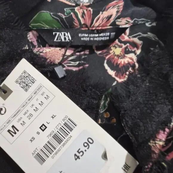 Zara ZARA Floral Satin Button Long Sleeve Top (NWT, Size M) Size M / US 6-8 / IT 42-44 - 5 Thumbnail