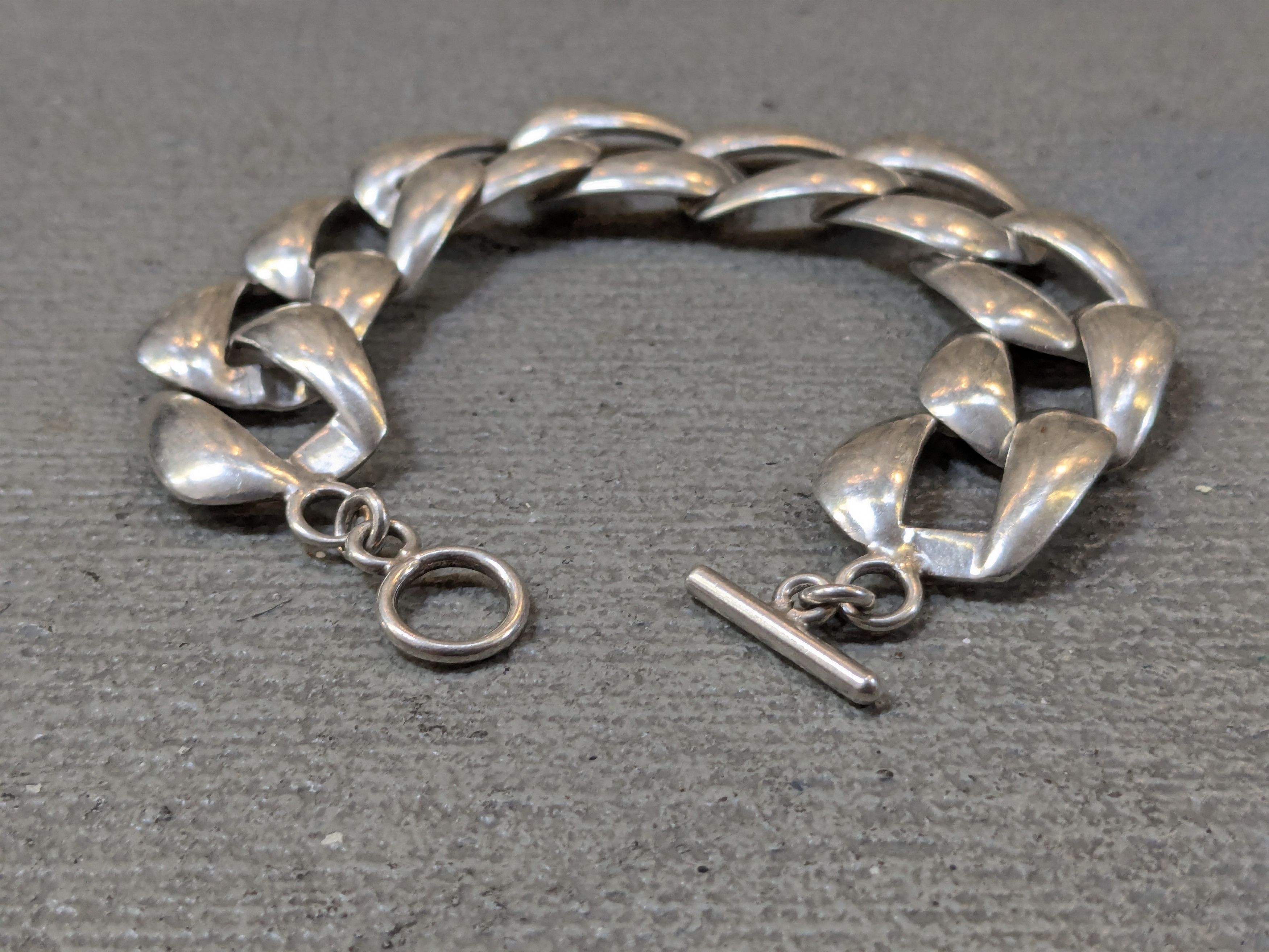 Jewelry Vintage Sterling Silver Bracelet Cuban Curb 8.25 Mexico Size ONE SIZE - 6 Thumbnail
