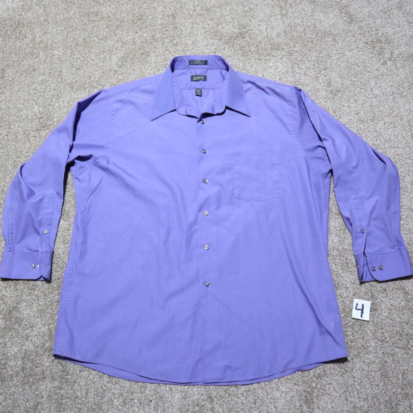 Arrow Arrow Shirt Men 17.5 Blue Long Sleeve Button-Down Solid Cotton Blend 171/2 17.5 32 / 33 Casual Size US XL / EU 56 / 4 - 2 Thumbnail