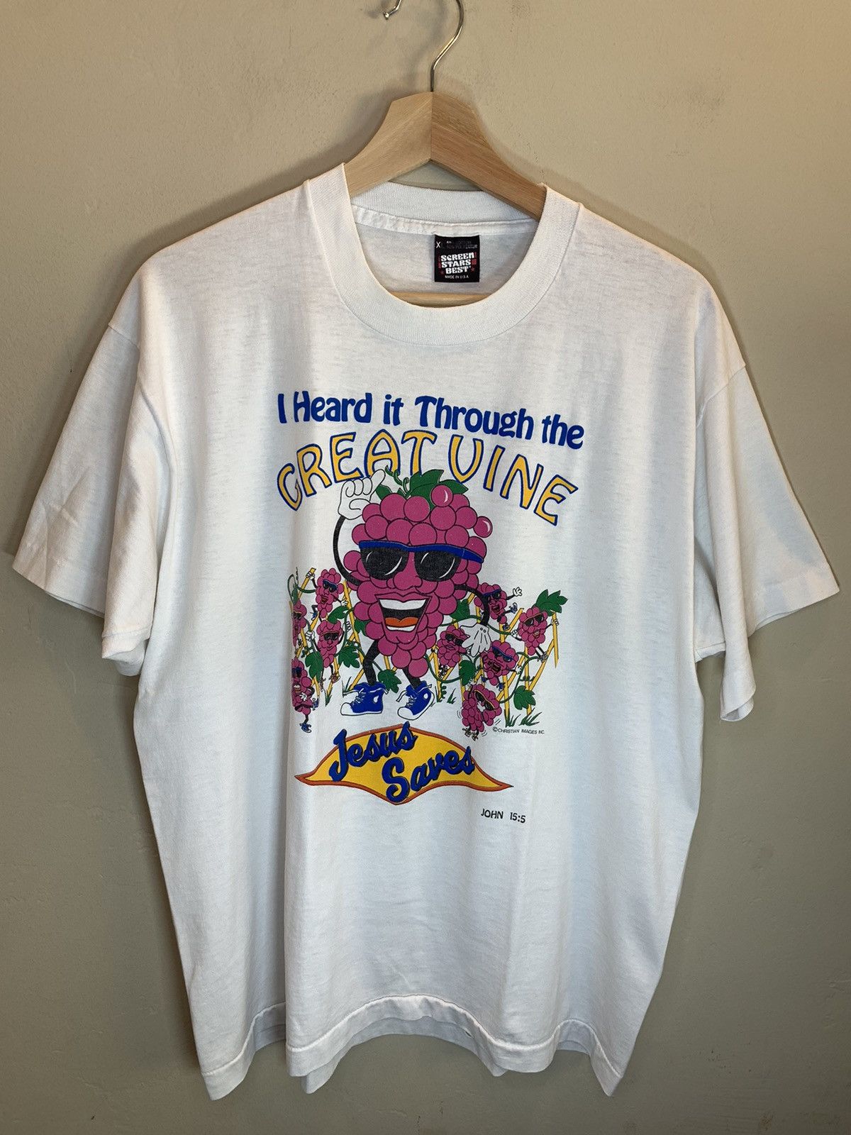 Vintage RARE Vintage Jesus Saves I Heard It Through Great Vine Shirt Size US XL / EU 56 / 4 - 1 Thumbnail