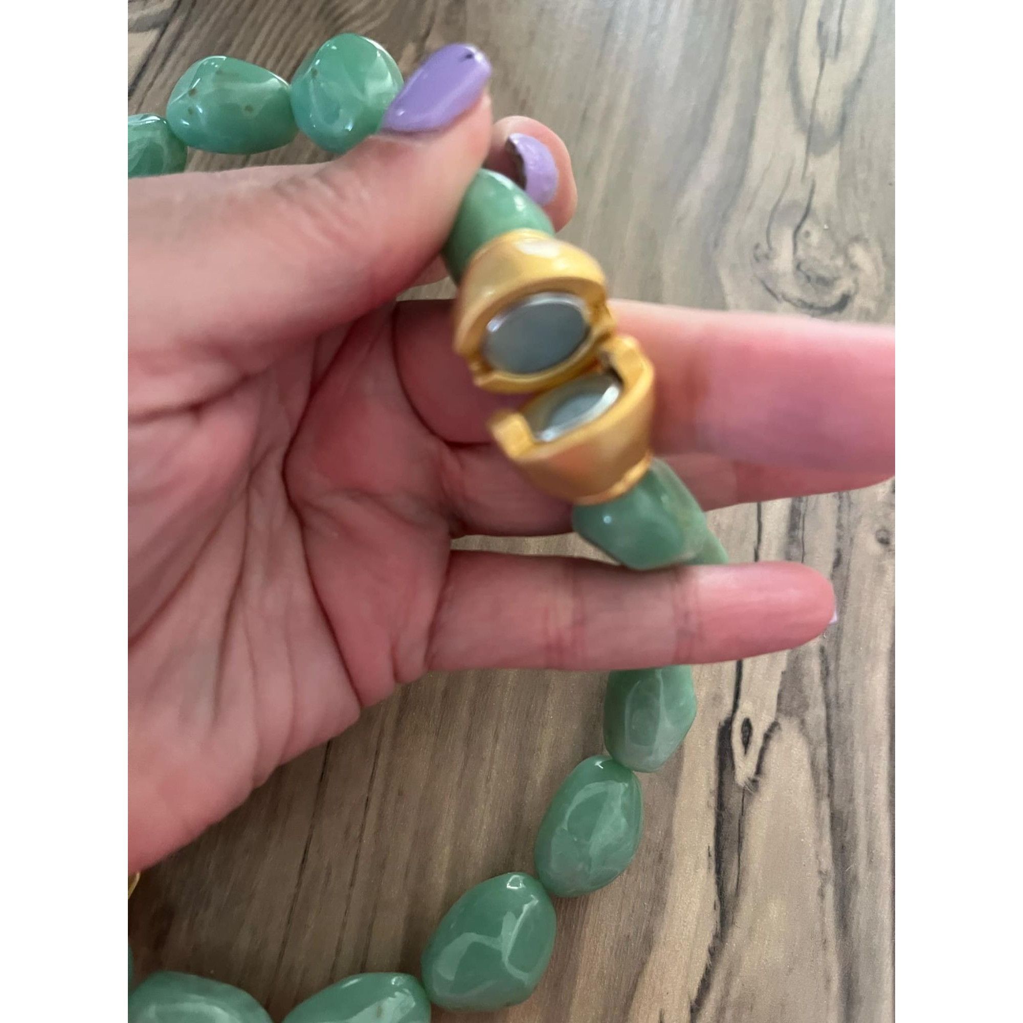 Tory Burch Tory Burch Green Jadeite Statement Beaded Necklace Choker Go Size ONE SIZE - 4 Thumbnail