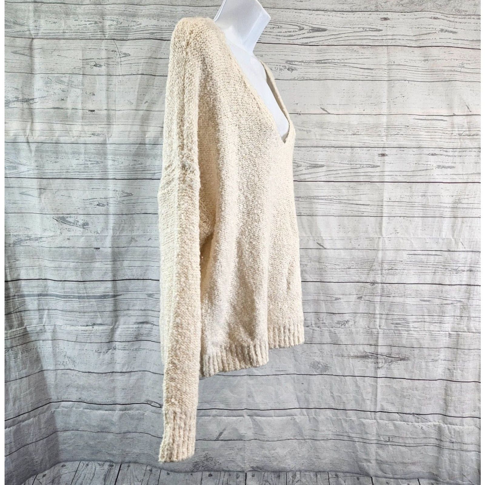 Sanctuary Sanctuary Womens Cozy Pullover Sweater Sz Large Cream Cotton Blend Shirt Adult Large Ivory Pullover Womens Size L / US 10 / IT 46 - 3 Thumbnail