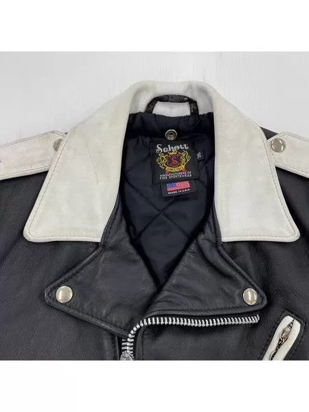 Schott Schott 613 black and white color scheme, punk style cowhid Size US S / EU 44-46 / 1 - 7 Thumbnail