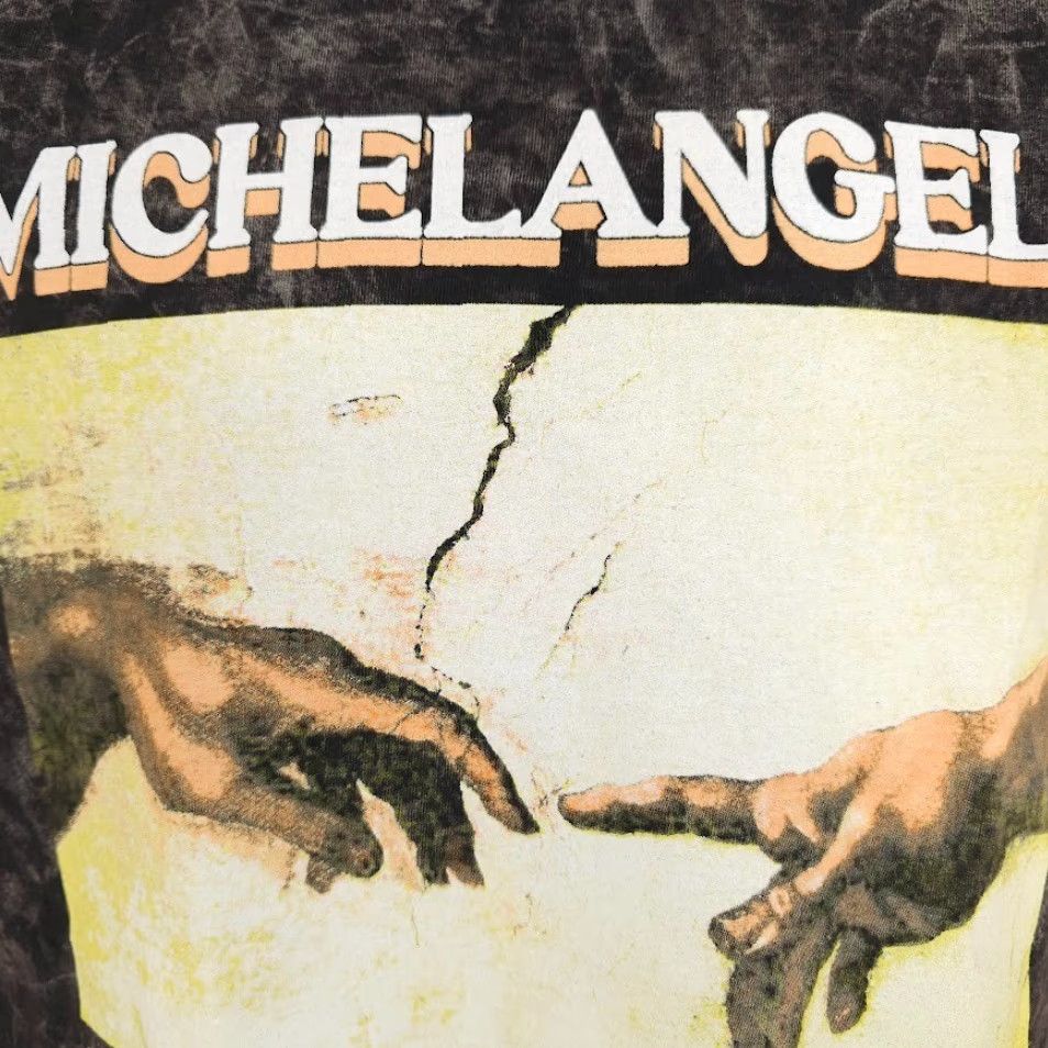 Vintage Michelangelo T Shirt Mens Size Medium Gray The Creation Of Adam Art Tee Size US M / EU 48-50 / 2 - 3 Thumbnail
