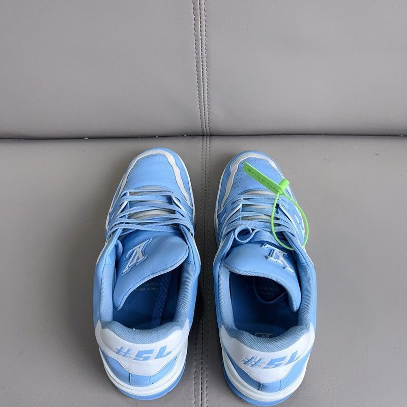Louis Vuitton Louis Vuitton Trainer Blue Leather Low-Top Sneakers - Size US 9.5 / EU 42-43 - 4 Thumbnail
