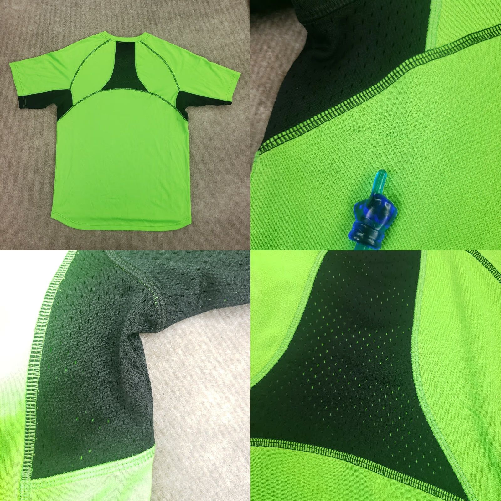 Avia Avia Running Shirt Mens Medium Green Black Mesh Short Sleeve Activewear Size US M / EU 48-50 / 2 - 8 Thumbnail