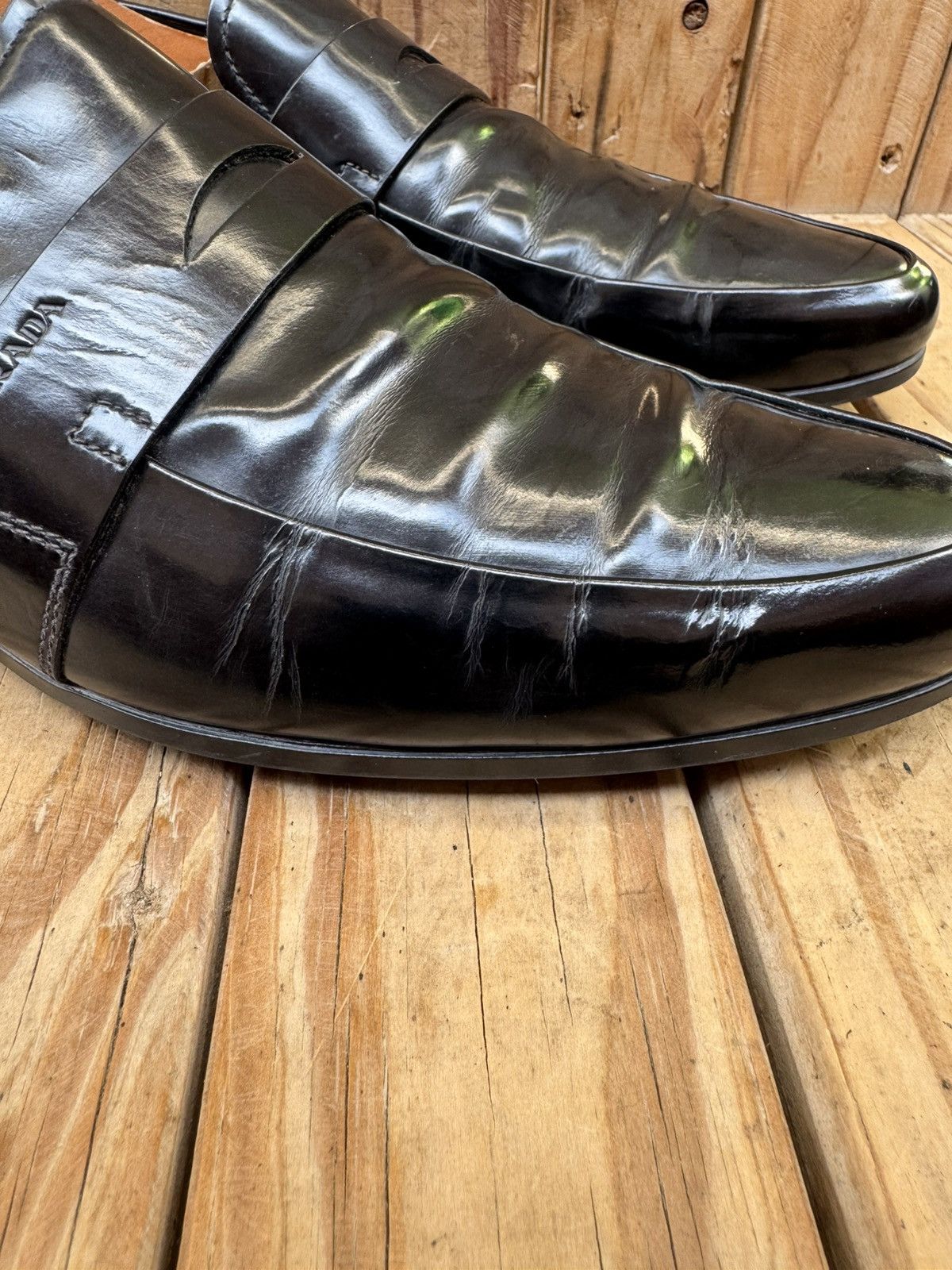 Prada Prada Men’s Penny black Leather Loafers Size Uk 9.5 USA 10.5 Size US 10.5 / EU 43-44 - 8 Thumbnail