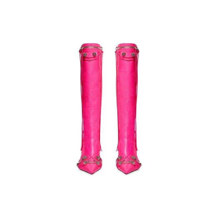 Balenciaga o1tr1nto0226 Cagole 90mm Boots In Fluo Pink Size US 11 / IT 41 - 3 Thumbnail