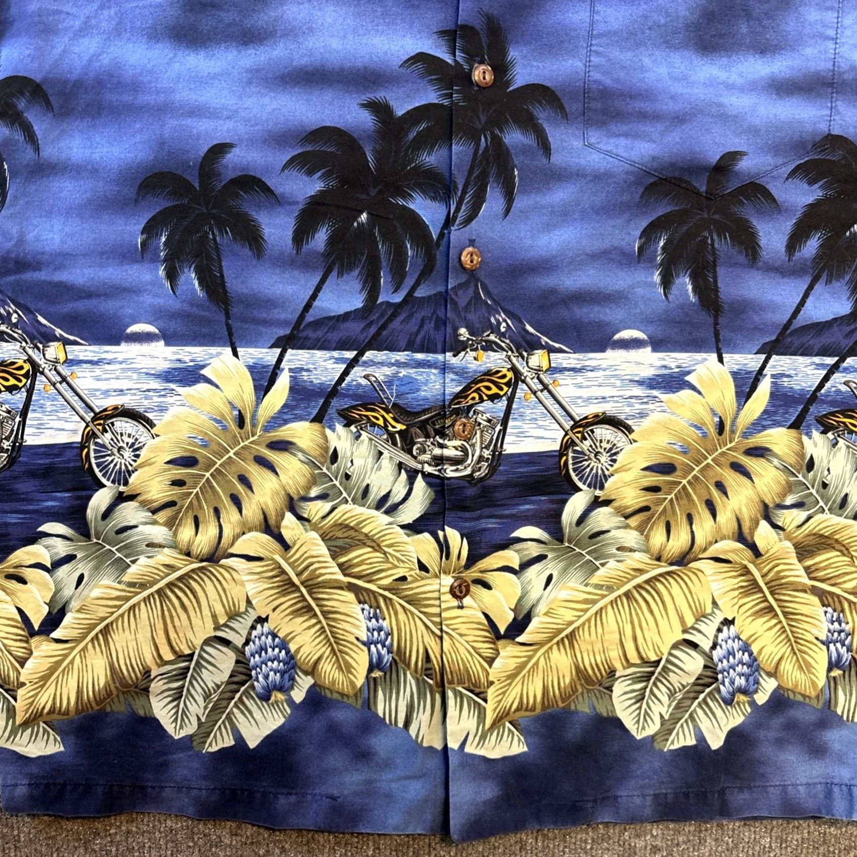 Vintage VINTAGE Legend Hawaiian Shirt Men’s Large Blue Floral Motorcycle Aloha Shirt Short Sleeve Button-Up Casual Beach Tropical adm Size US L / EU 52-54 / 3 - 3 Thumbnail
