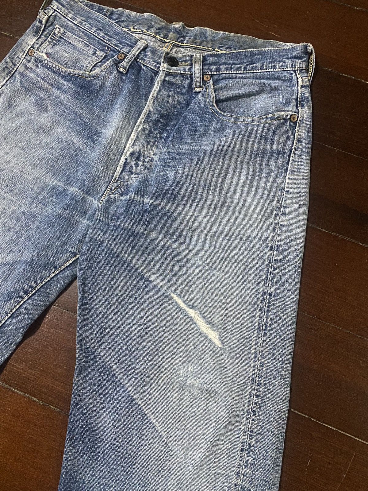 Warehouse Vintage PHERROWS distressed denim wide leg selvedge Size US 34 / EU 50 - 5 Thumbnail
