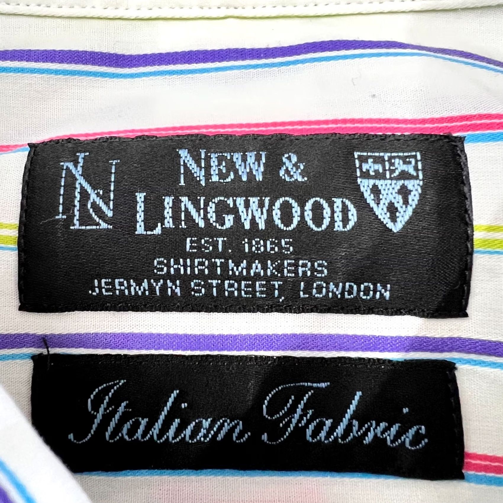Vintage New & Lingwood Cotton Dress Shirt Striped Italian Fabric Men's Size 16" Size 42R - 4 Thumbnail