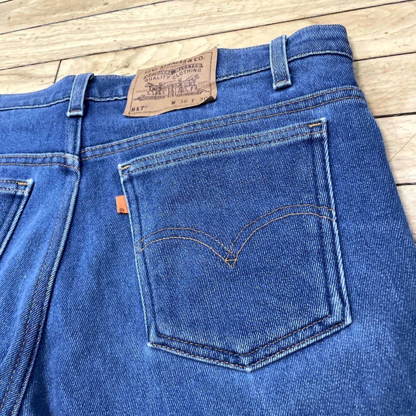 Levi's VINTAGE Levi's Jeans Men 517 Bootcut 36x30 Orange Tab USA Blue Denim 90s Rare 34x28 Jeans Mens Black? Size US 36 / EU 52 - 5 Thumbnail
