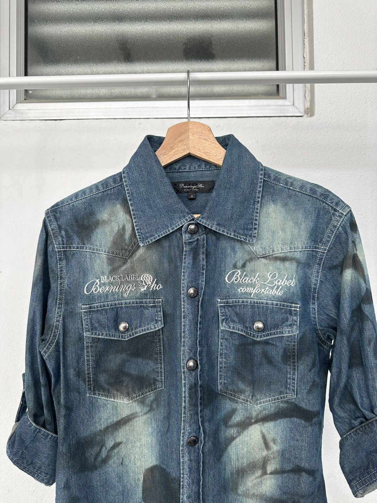 BERNINGS SHO 00's Berning Sho Black Label dirty mud max denim shirt Size US M / EU 48-50 / 2 - 14 Thumbnail