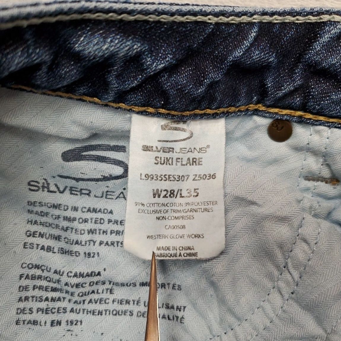 Silver Jeans Co. VINTAGE Silver Jeans Womens Jeans Flared 28x35 Blue Denim Distressed Suki Thick Stitch USA Adults Womens Size 28" / US 6 / IT 42 - 6 Thumbnail