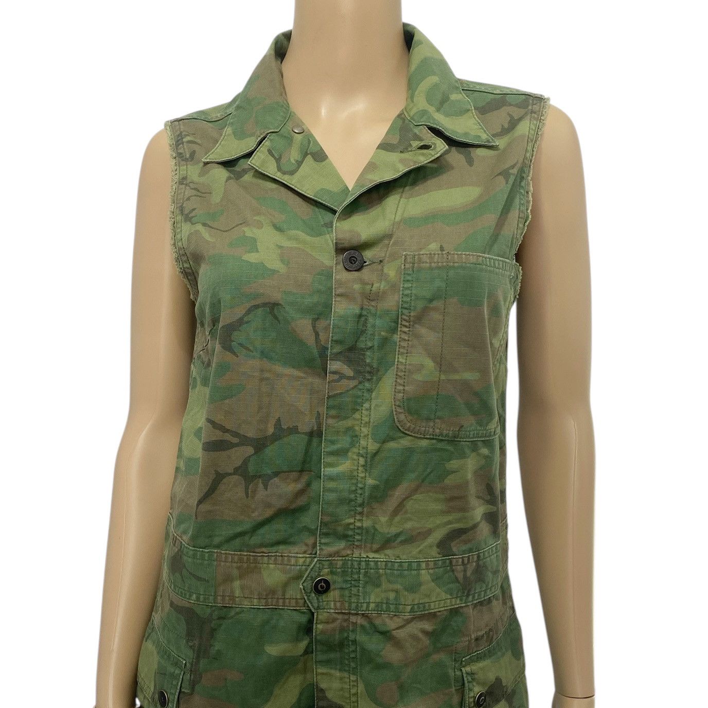 RRL Ralph Lauren Camo Cotton Ripstop Shortall Romper Size XS / US 0-2 / IT 36-38 - 5 Thumbnail