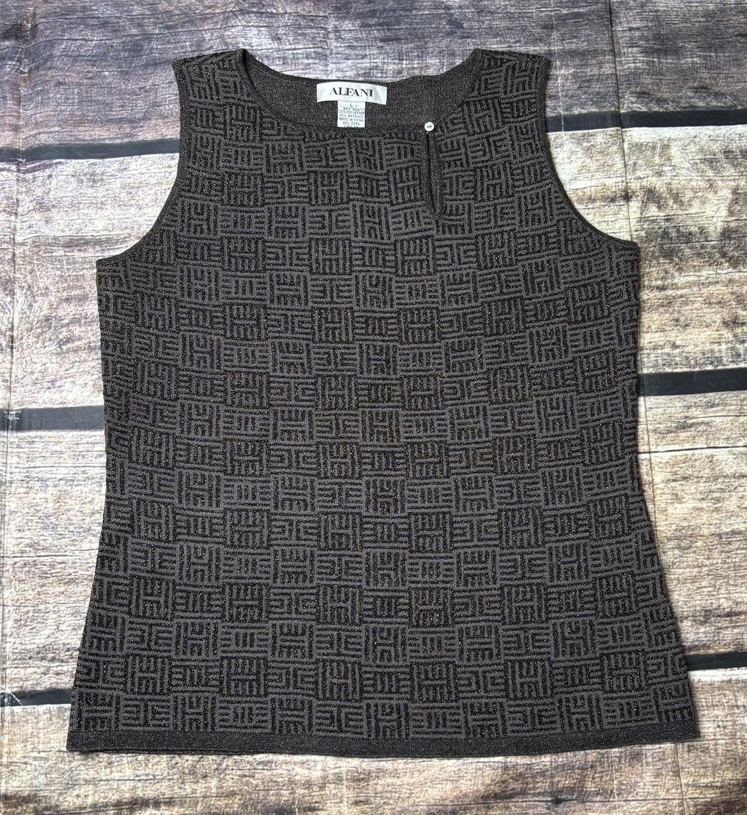 Alfani Y2K Alfani Top Womens Medium Silk Metallic Geometric Keyhole Size M / US 6-8 / IT 42-44 - 1 Thumbnail