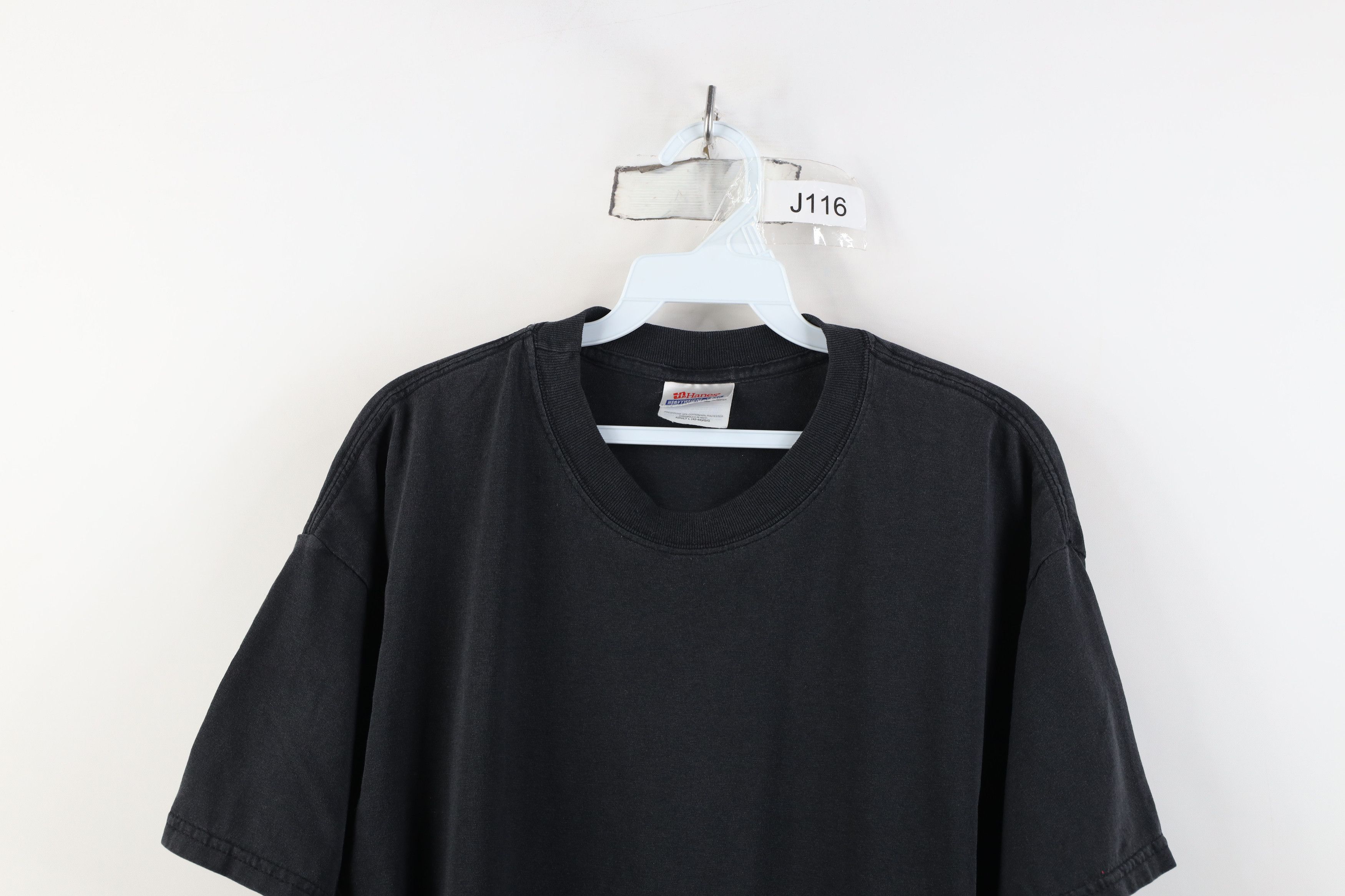 Hanes Vintage 90s Y2K Hanes Heavyweight Short Sleeve T-Shirt Black Size US L / EU 52-54 / 3 - 2 Thumbnail