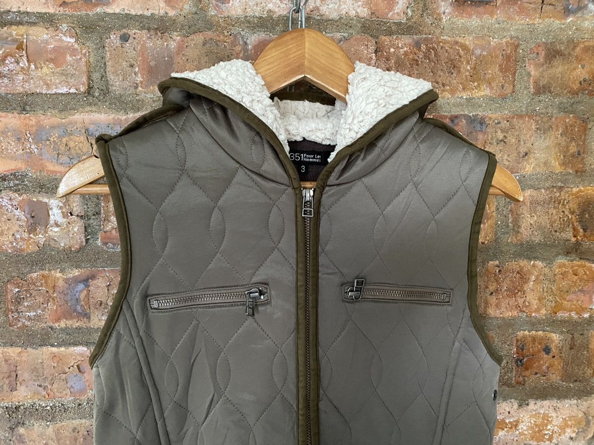 5351 POUR LES HOMMES 2000s Diamond stitch sherpa padded sleeveless hoodie Size US M / EU 48-50 / 2 - 3 Thumbnail