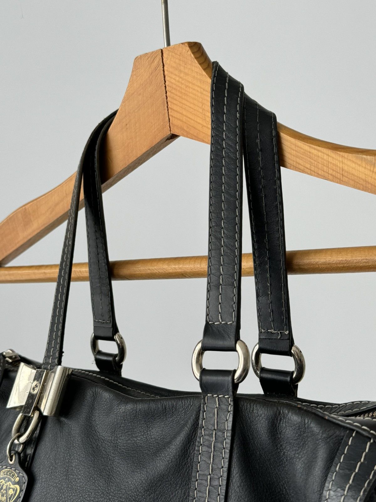 Gucci × Vintage Gucci Duchessa Black Leather Tote Handbag Size ONE SIZE - 3 Thumbnail