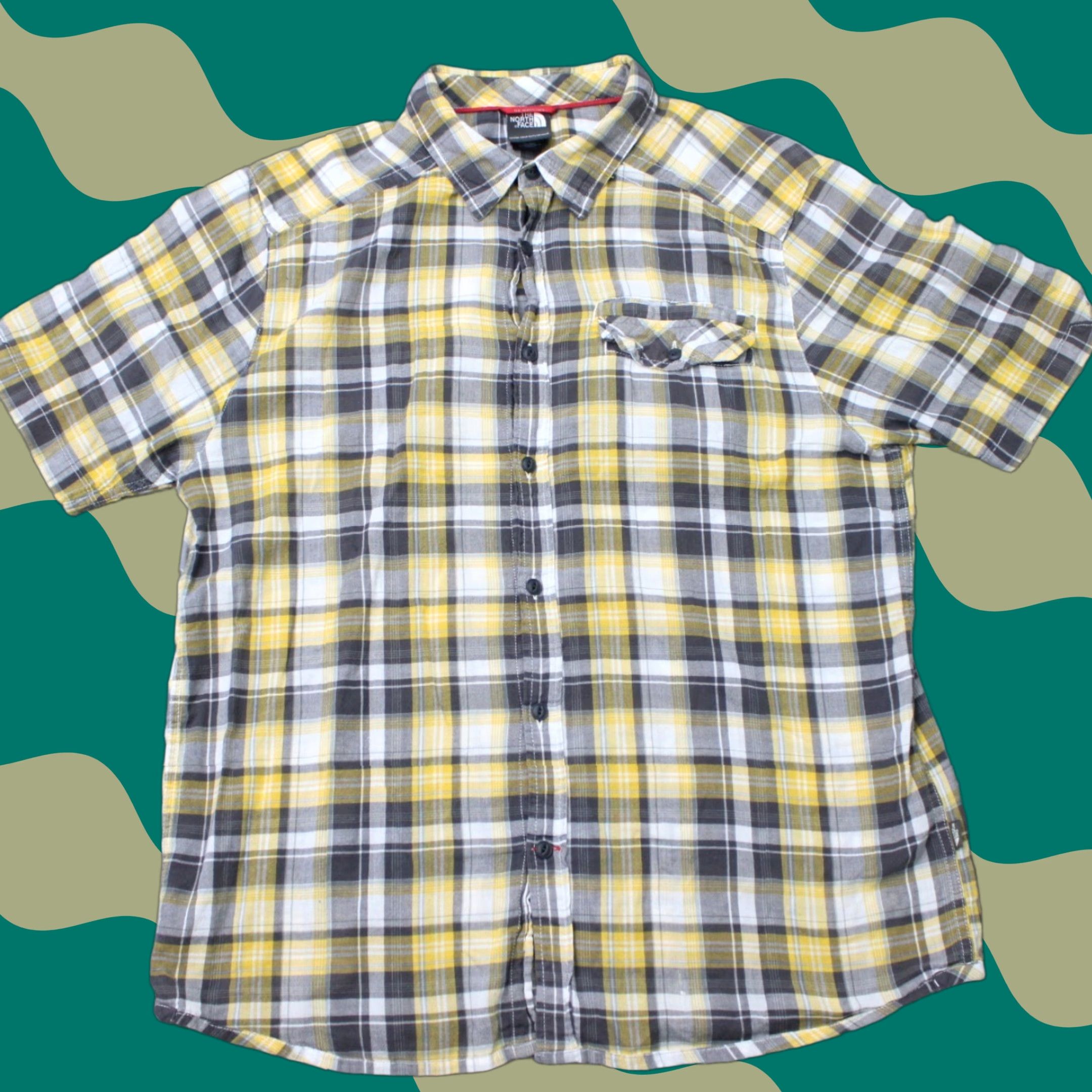 The North Face The North Face Shirt Mens XL Yellow/Gray Plaid 100% Cotton Short Sleeve Button Size US XL / EU 56 / 4 - 1 Thumbnail