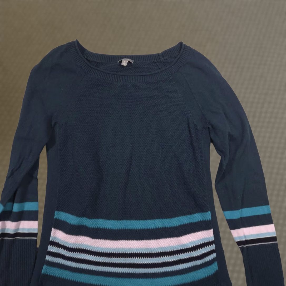 Talbots Talbots Sweater Womens Small Blue Striped Boat Neck Long Sleeve Pullover Knit Size S / US 4 / IT 40 - 1 Thumbnail