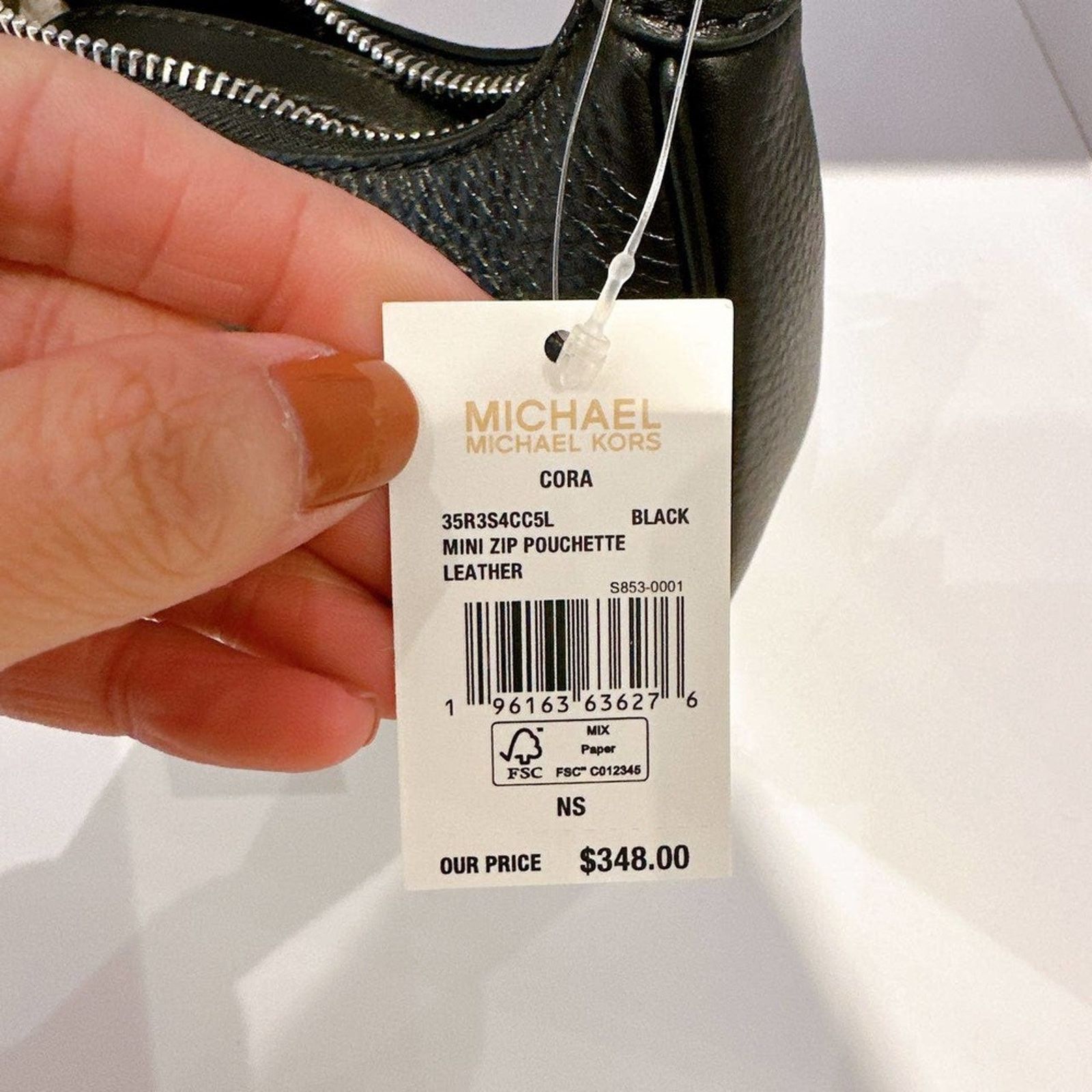 Michael Kors Michael Kors 35R3S4CC5L Cora Mini Zip Pouchette IN Black Size ONE SIZE - 6 Thumbnail